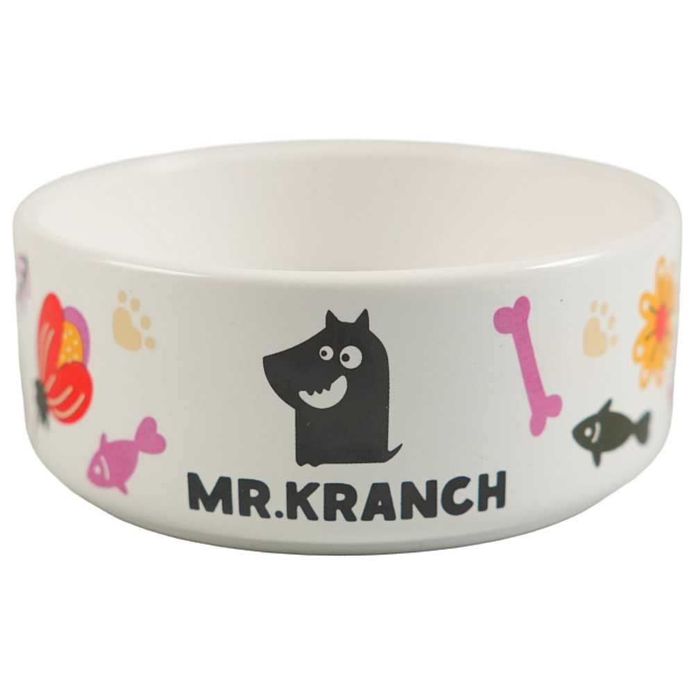 Миска Mr.Kranch керамическая для собак Цветы прованса Розовая 420 мл