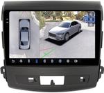 Магнитола для Mitsubishi Outlander XL, Peugeot 4007, Citroen C-Crosser (перфорированная рамка) - FarCar BX9-360-8007P монитор 9.5" 2K QLED на Android 13, Быстрая, CarPlay, 4G SIM-слот, 4 камеры в комплекте