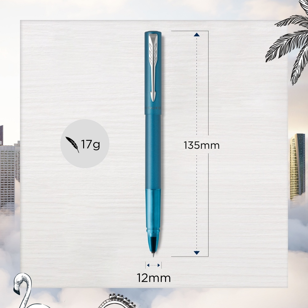 Ручка-роллер Parker Vector XL Teal CT, цвет чернил black, стержень: F, в подарочной упаковке.