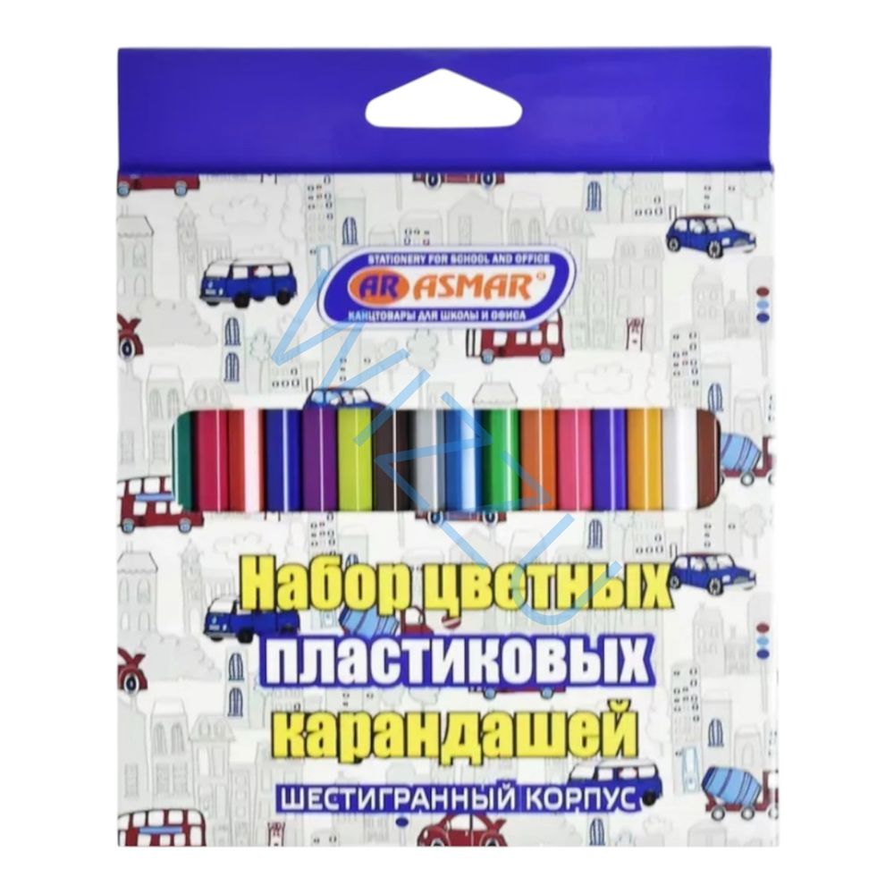 Набор шестигранных цветных пластиковых карандашей 18 цветов Арт.AR-9912-18