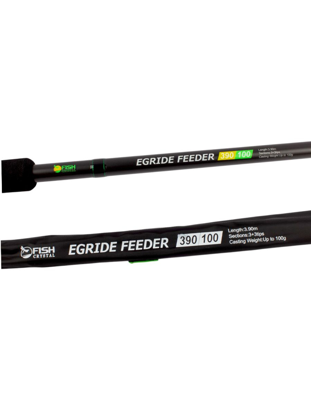 Удилище фидерное "EGRIDE FEEDER" FISH CRYSTAL , тест до 100 г, 3,90 м, 3+3 tips