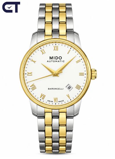 Mido Baroncelli Date Automatic M8600.9.26.1 с автоподзаводом и стальным браслетом мужские швейцарские часы