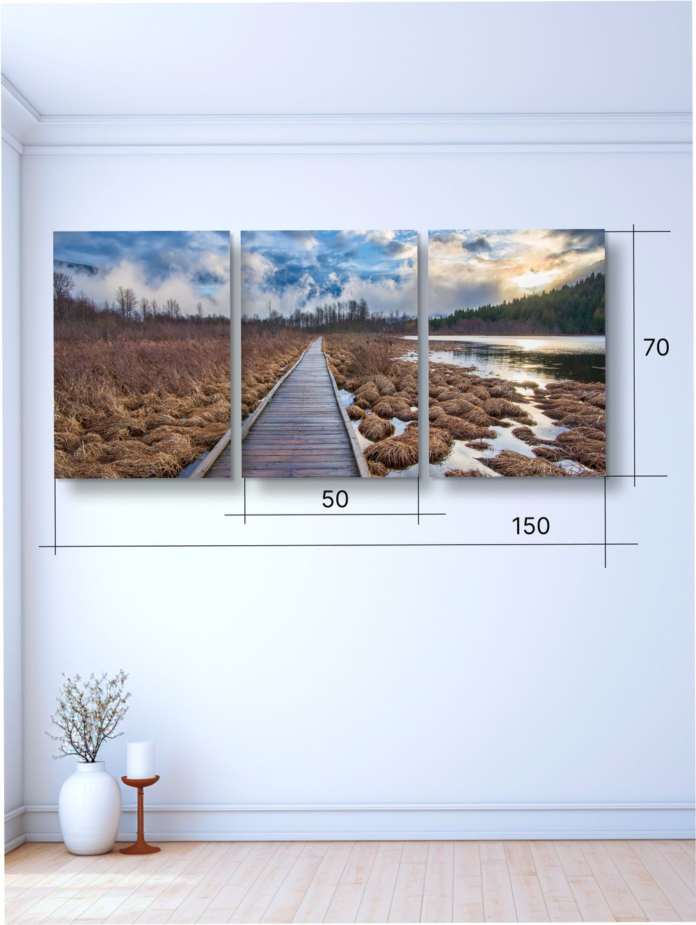 Картина Остров отражений модульная 50x70см 3шт.