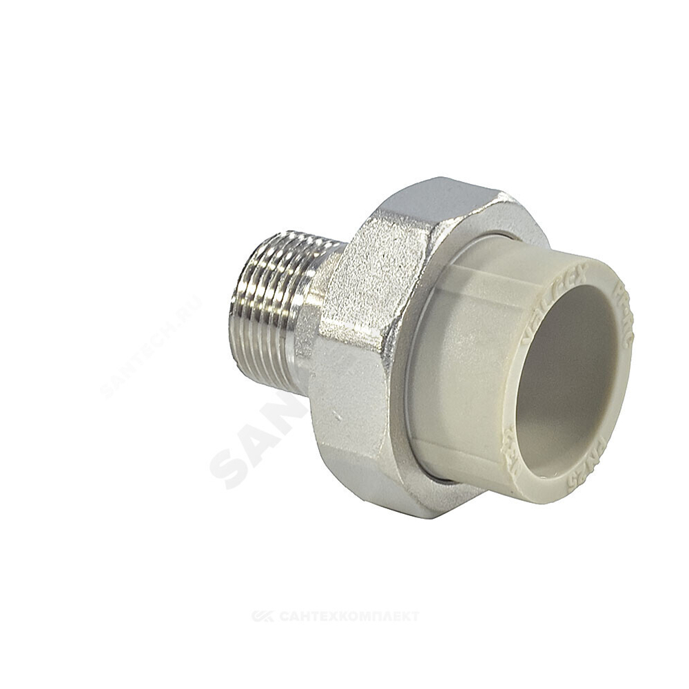 Муфта PP-R комбинированная разъемная серая Дн 25х1" НР VALFEX 10156225Г