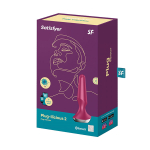 Малиновая анальная пробка 14см с вибрацией Satisfyer Plug-ilicious 2
