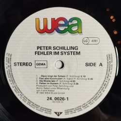 Винтажная виниловая пластинка LP Peter Schilling Fehler Im System (Germany 1982)