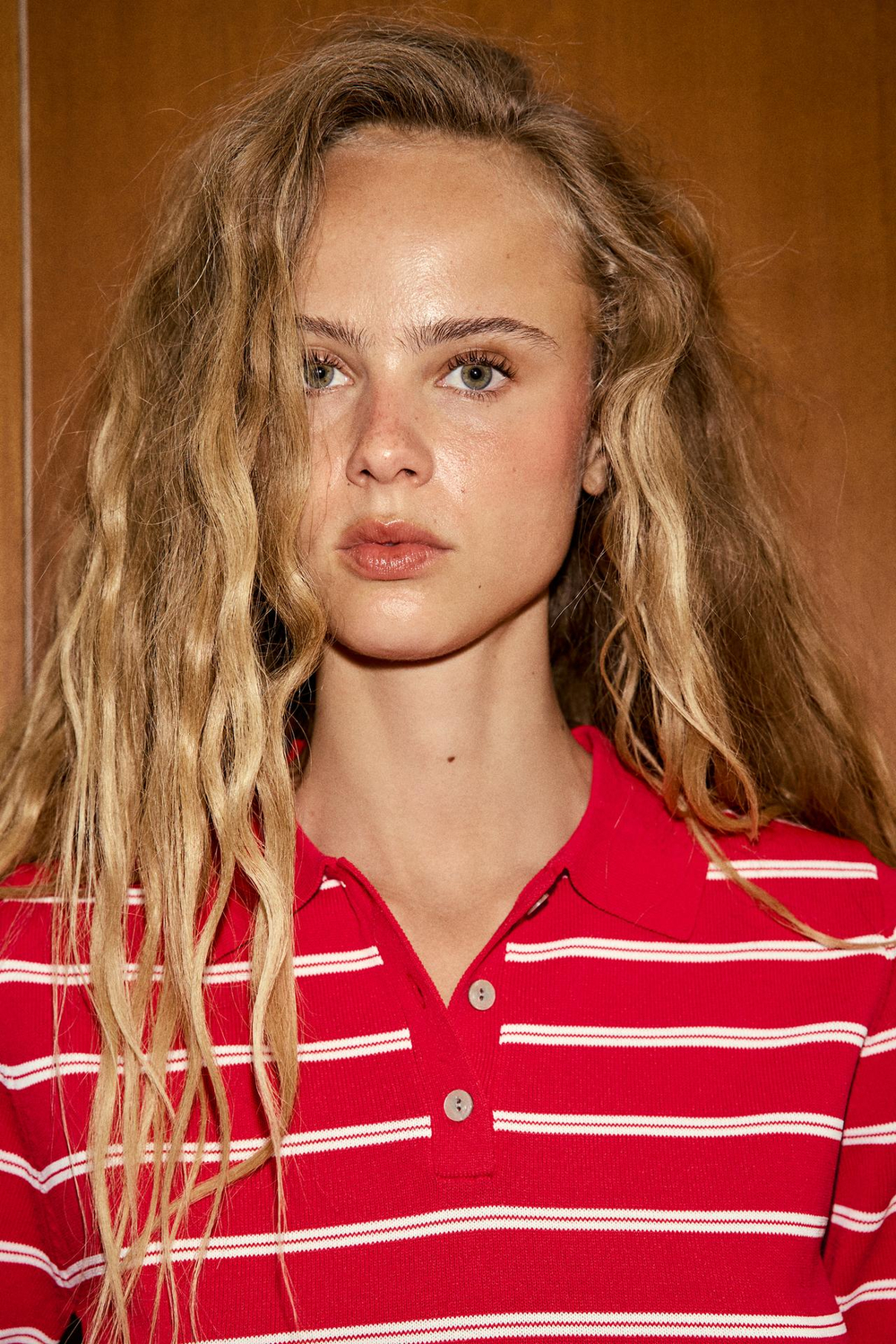 ZARA ТРИКОТАЖНОЕ ПОЛО В ПОЛОСКУ С КОРОТКИМ РУКАВОМ, КРАСНЫЙ
