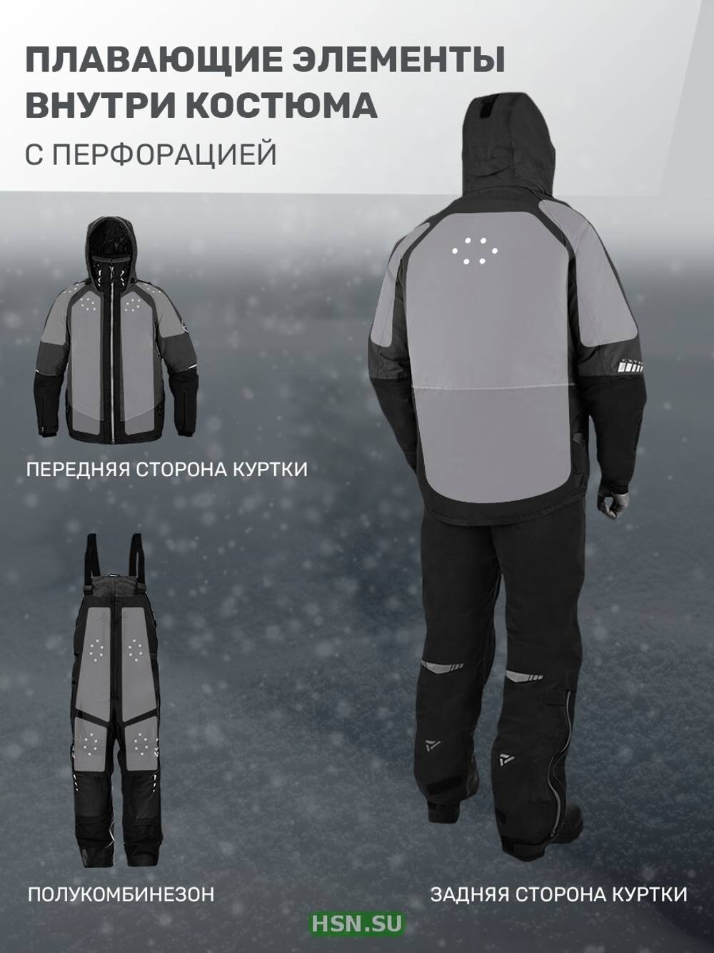 Костюм-поплавок мужской зимний "Rescuer V prosport"-45, hardguard, бирюза (зеленые молнии), ХСН