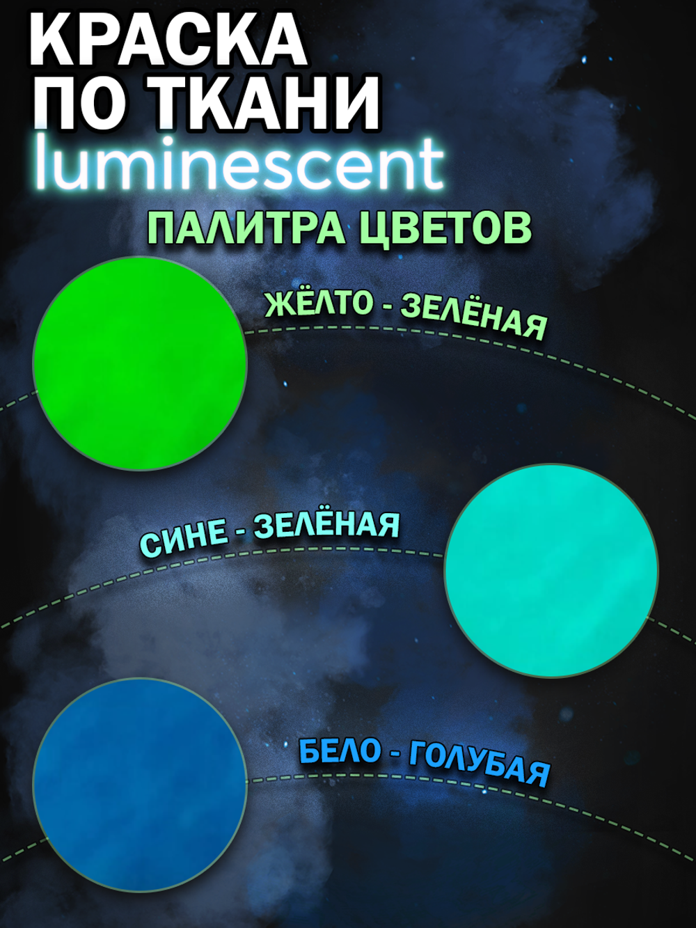 Краска по ткани и обуви, одежды акриловая люминесцентная «Жёлто-зелёная»