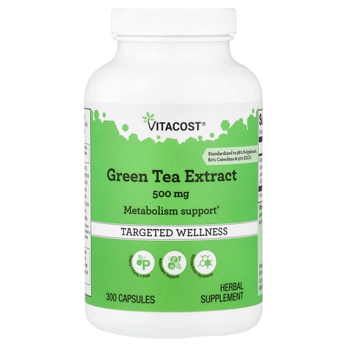 Vitacost, экстракт зелёного чая, 500 мг, 300 капсул
