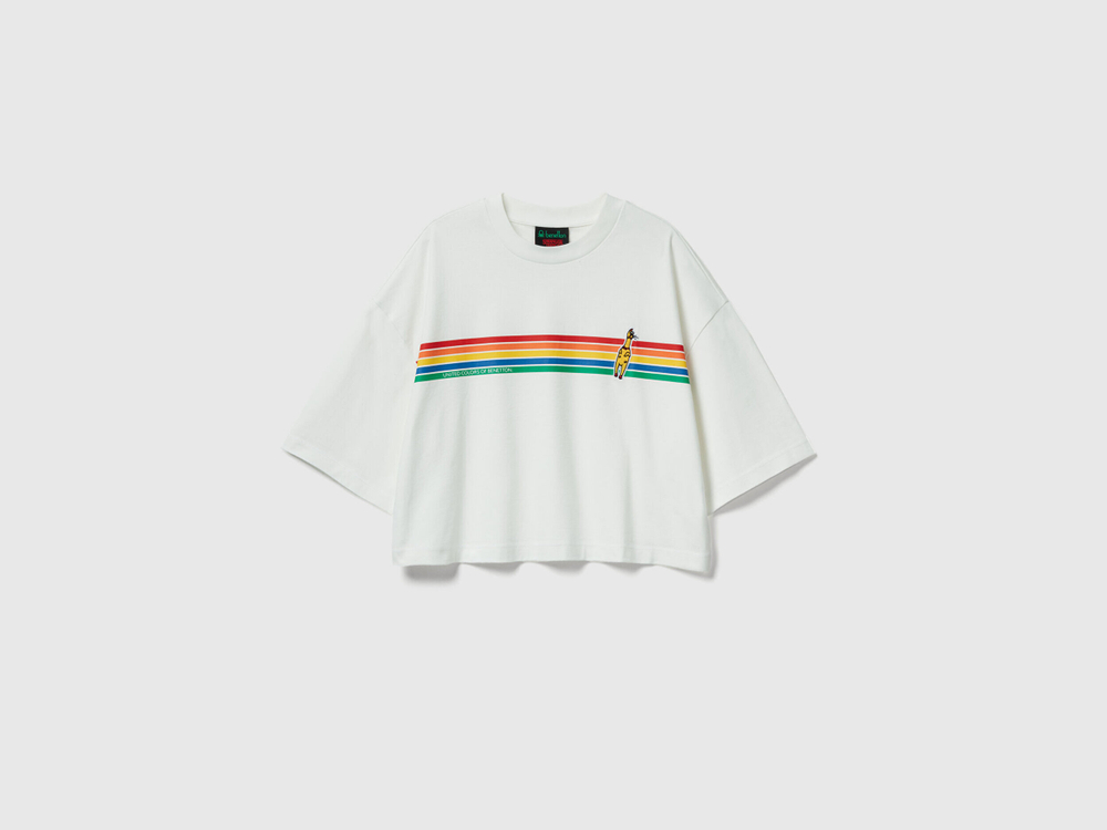 Benetton Укороченная футболка свободного кроя Stranger Things, белый