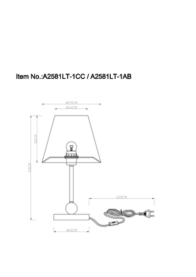 Кабинетная настольная лампа Arte Lamp ELBA A2581LT-1CC, 1хE27