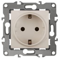 Розетка ЭРА Серия 12 12-2102-02 с заземлением 2P+E Schuko со шторками 16A-250В IP20 слоновая кость | Эра 12