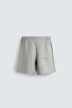 ZARA ШОРТЫ RELAXED FIT ИЗ 100% ЛЬНА, СВЕТЛО-СЕРЫЙ