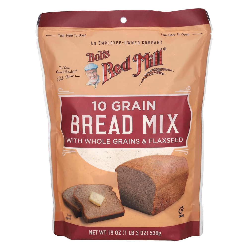 Bob's Red Mill, Хлебная смесь из 10 злаков, цельнозерновые и льняное семя, 539 г (19 унций)