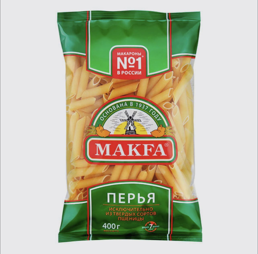 Макфа Макароны Перья Группа А в/с 400 гр. 20 шт./упак. 218-3 (36 г/я) (  RU Д-RU.РА05.В.61902/23, с 19.07.2023 по 18.07.2028, 04.07.2027, РОССИЯ)