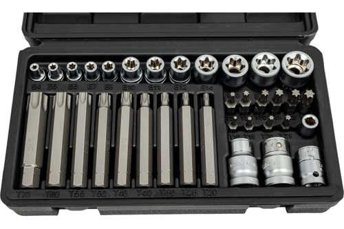Набор головок внутренних и насадок TORX (35 пр; Е4-Е20; Т10-Т70) СЕРВИС КЛЮЧ 76460