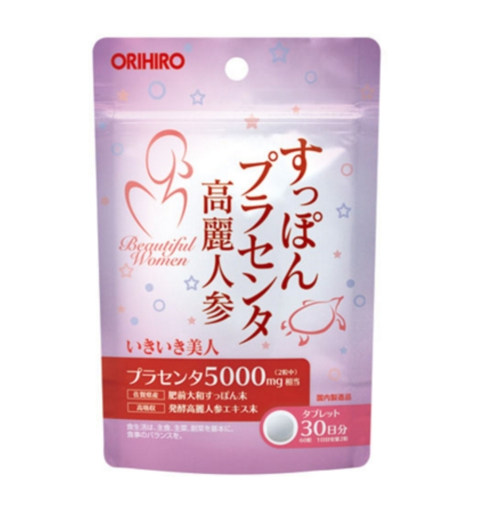 Orihiro Черепаха, Плацента и Женьшень для красоты, 1 месяц