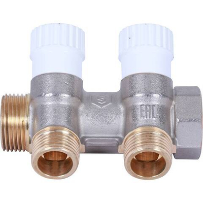 STOUT Коллектор распределительный 3/4" на два отвода 1/2" плоское уплотнение