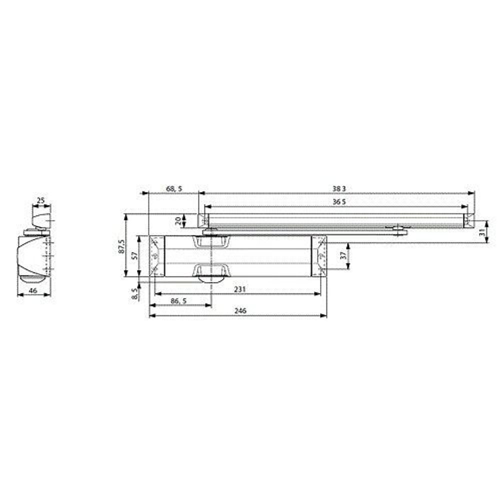 Доводчик дверной DORMA TS-90 impulse EN3-4, со скользящим каналом белый