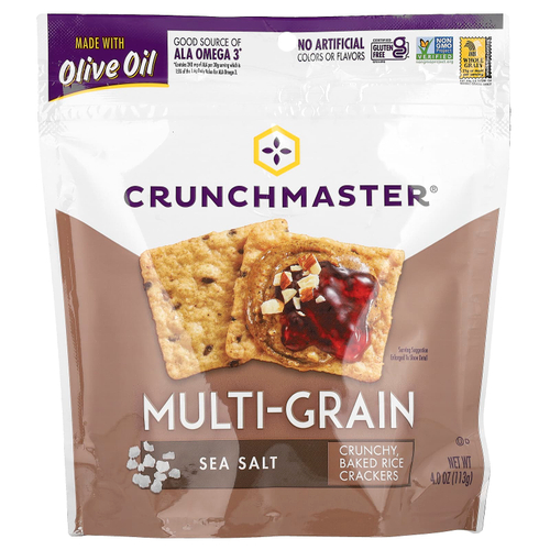 Crunchmaster, Мультизерновые, хрустящие рисовые крекеры, морская соль, 113 г (4 унции)
