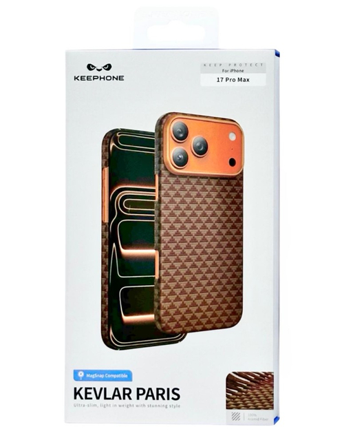 Накладка для i-Phone 17 Pro Max Keephone Kevlar Paris MagSnap коричневый