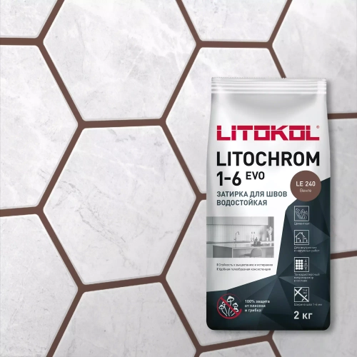 Затирка швов цементная Litokol Litochrom 1-6 Evo LE.240 венге, алюм.мешок 2 кг