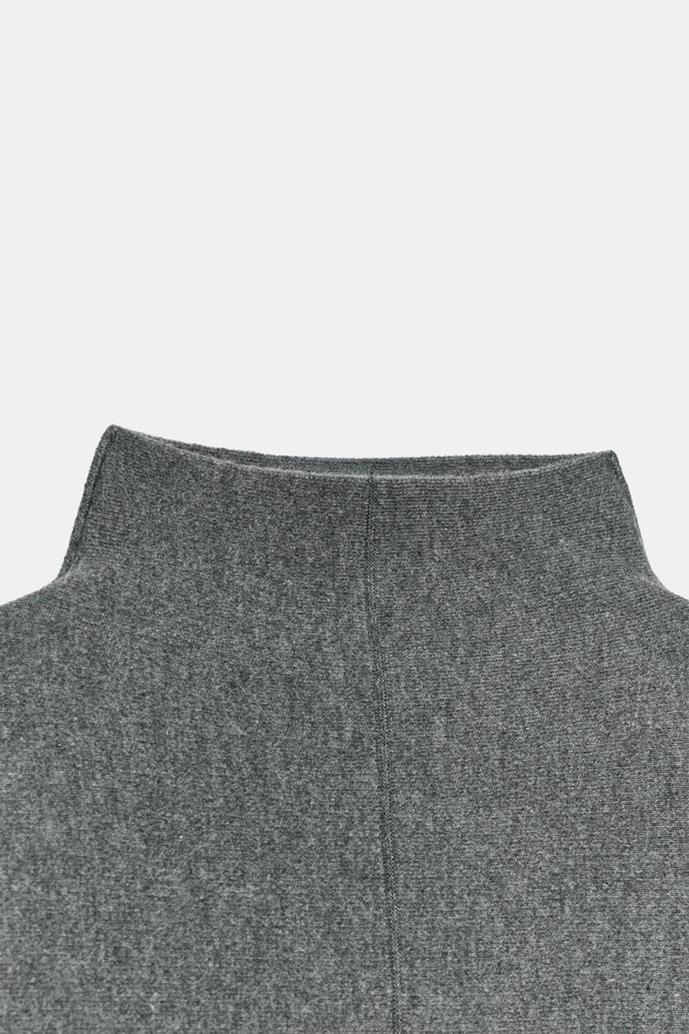 ZARA ТРИКОТАЖНЫЙ СВИТЕР С ВОРОТНИКОМ-СТОЙКОЙ, СЕРЫЙ МЕЛАНЖ