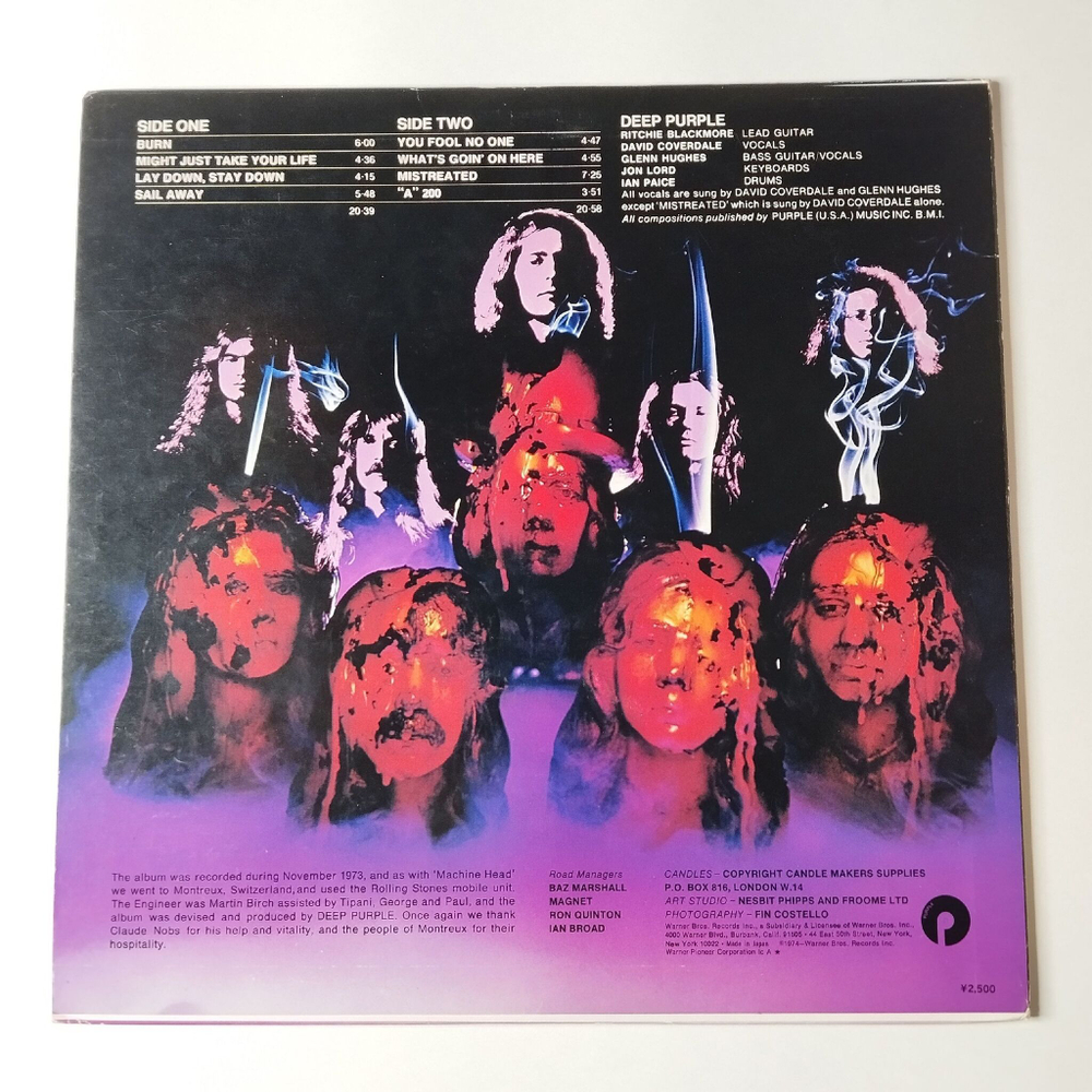 Винтажная виниловая пластинка LP Deep Purple Burn (Japan 1976) (No Obi) Lay Down, Stay Down