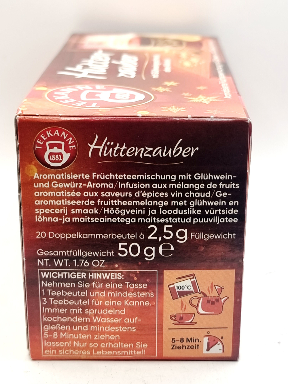 Чай фруктовый TEEKANNE Huttenzauber со вкусом глинтвейна и специями 20 пакетиков по 2,5 г (из Эстонии)