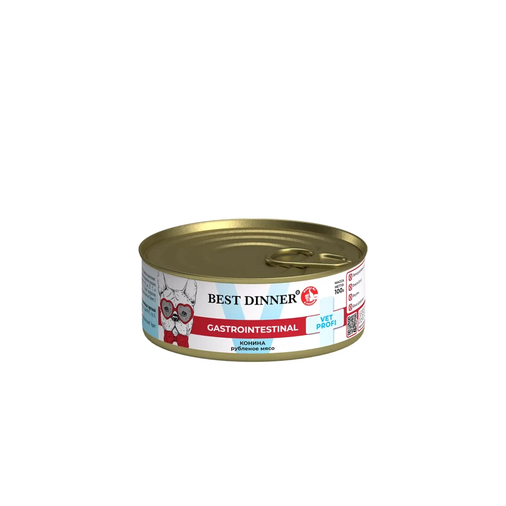 BEST DINNER VET PROFI Gastrointestinal Консервы для собак с чувствительным пищеварением, конина, 100 г