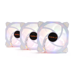 Комплект из 3 вентиляторов ТЕСЛА (TESLA) RGB120-RW3, 120мм, 3-pin+Molex, белый/FRGB, 1200rpm, 38CFM, 21дБ, антивибропрокладки (TSL-120-RW3)