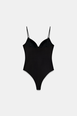 ZARA БОДИ С ВЫРЕЗОМ СЕРДЕЧКОМ, ЧЕРНЫЙ
