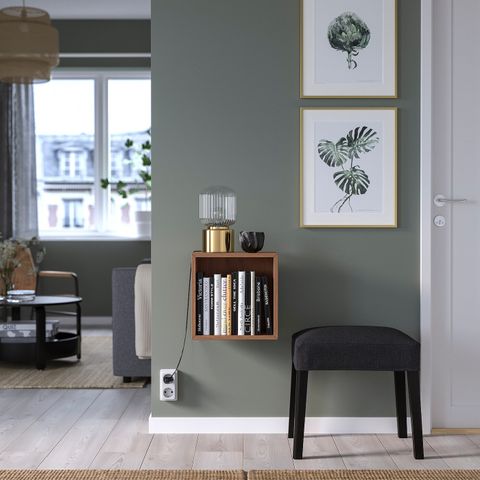 Полка IKEA EKET (ЭКЕТ), Эффект орехового дерева, с креплением, 35x25x35 см