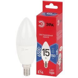 Лампа светодиодная ЭРА RED LINE LED B35-15W-865-E14 R 15Вт свеча холодный дневной свет Е14 | Лампы cветодиодные Свеча (B/C)