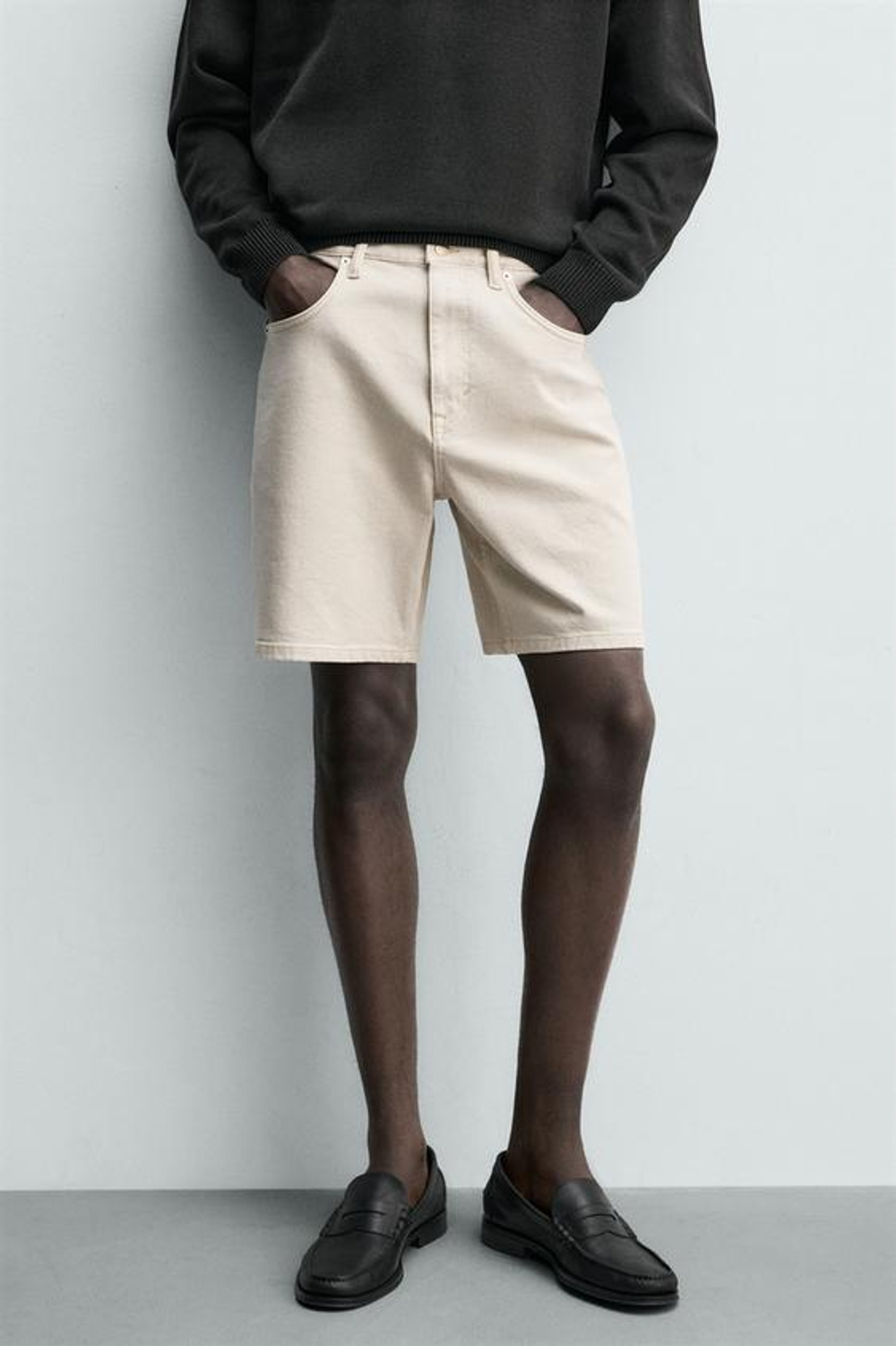 ZARA ДЖИНСОВЫЕ ШОРТЫ REGULAR FIT, ЭКРЮ
