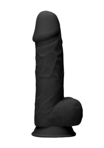 Черный фаллоимитатор Realistic Cock With Scrotum - 21,5 см. (Цвет: черный)