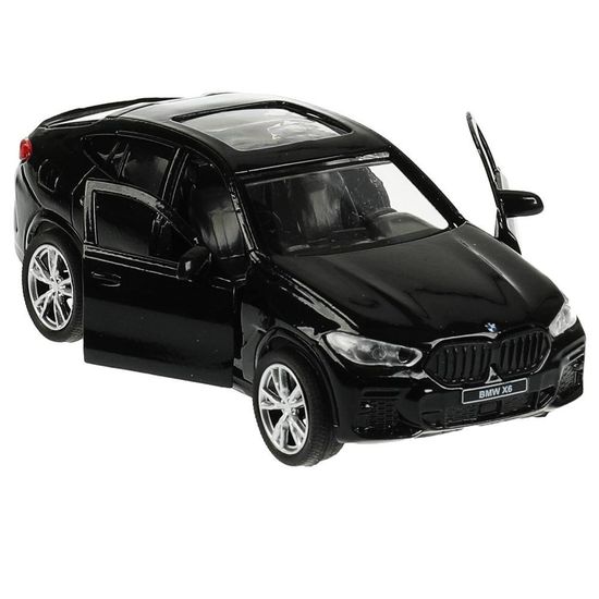 Машина металл BMW X6 длина 12 см, двери, багаж, инер, черный, кор. Технопарк
