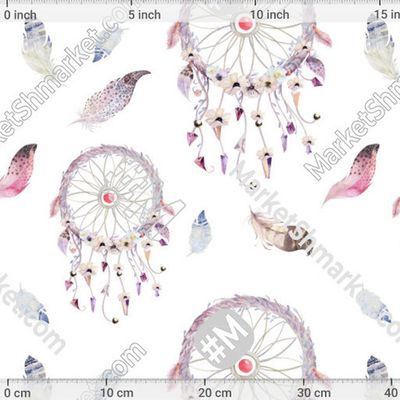 Акварель Ловец Снов на Белом Watercolor Dream Catcher White by JuliaPop 150 DPI