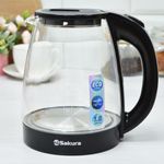 Чайник электрический 1,8л Sakura SA-2734BK стеклянный с точечной подсветкой, черный