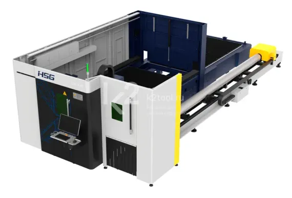 Универсальный лазерный станок HSG Laser серии GXE с защитной кабиной для резки по металлу