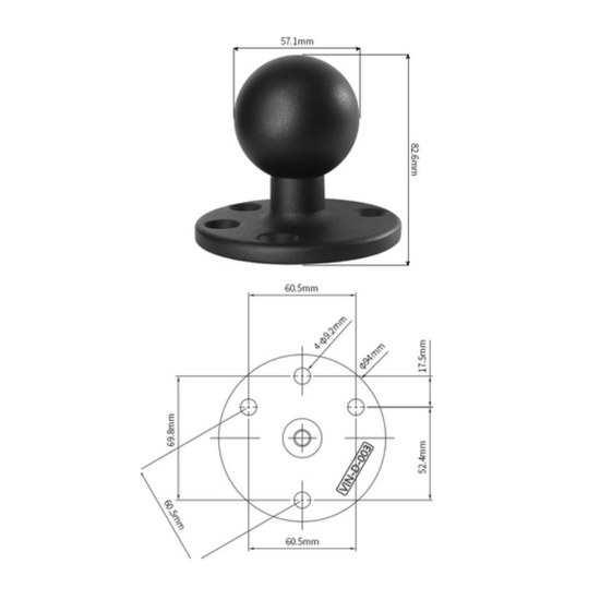 Крепление для эхолотов тип-D (шар 2,25 дюйма) алюминий для Garmin, Humminbird, Lowrance, Raymarine и др.