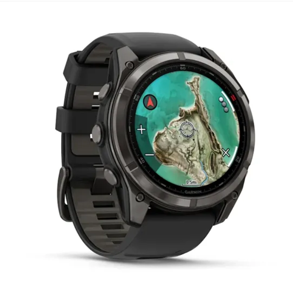 Garmin Fenix 8 PRO 51мм MicroLED Sapphire Carbon Gray DLC Titanium with Black/Pebble Gray Silicone Band