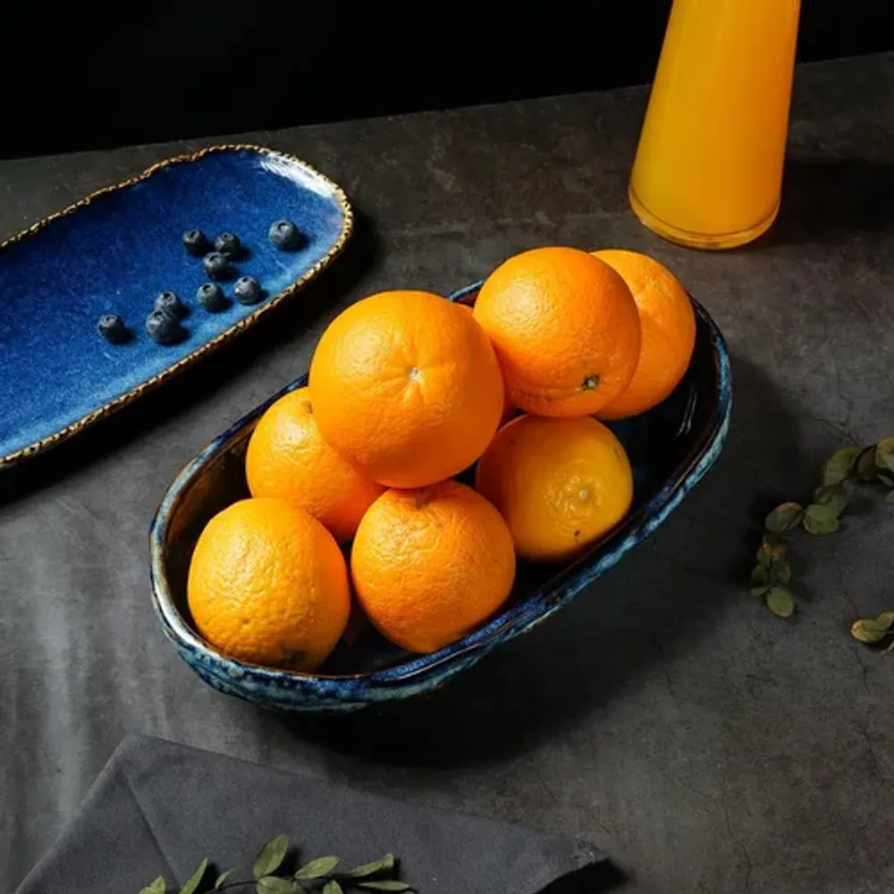 Блюдо овальное 35*20,5 см h6 см глубокое 2 л Aqua Blue Style Buffet P.L. [1]