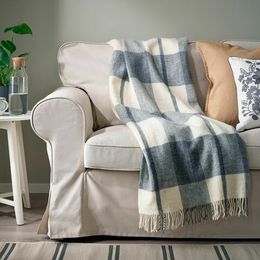 Плед IKEA MYRULL (МИРУЛЛ), Серо-синий, 130х170 см