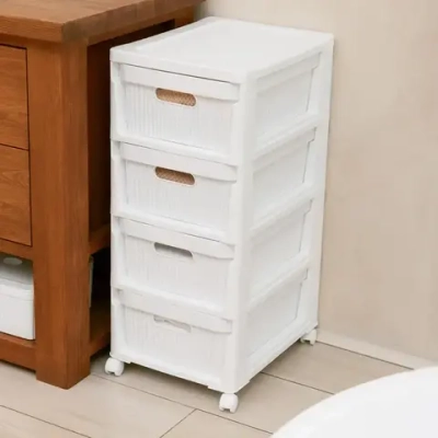 Комод на колесах 4 ящика 30*38,5*69см «VELVET» белый
