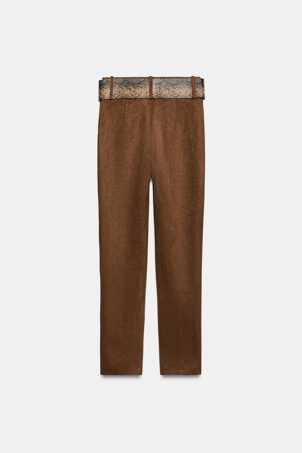 ZARA ЛЕГИНСЫ ПОД ЗАМШУ С ПОЯСОМ, МЯГКИЙ КАШТАНОВЫЙ