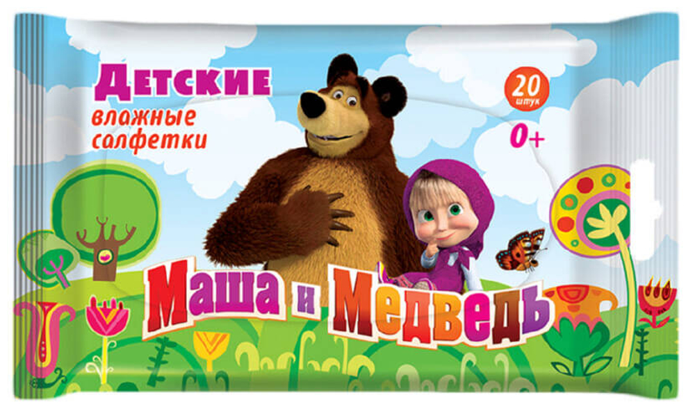 Салфетки влажные Авангард Маша и Медведь 20 штук