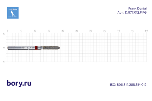 Бор алмазный красный Frank Dental типа FG - D.877.012.F.FG