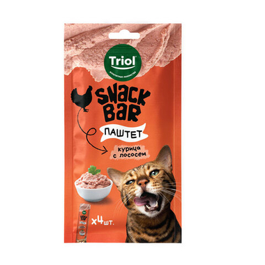 Лакомство Triol SNACK BAR Паштет из курицы с лососем для кошек 40 г